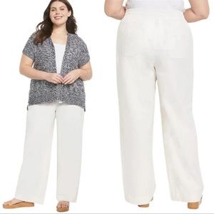 Lane Bryant White Wide Leg Linen Blend Pants Sz 22